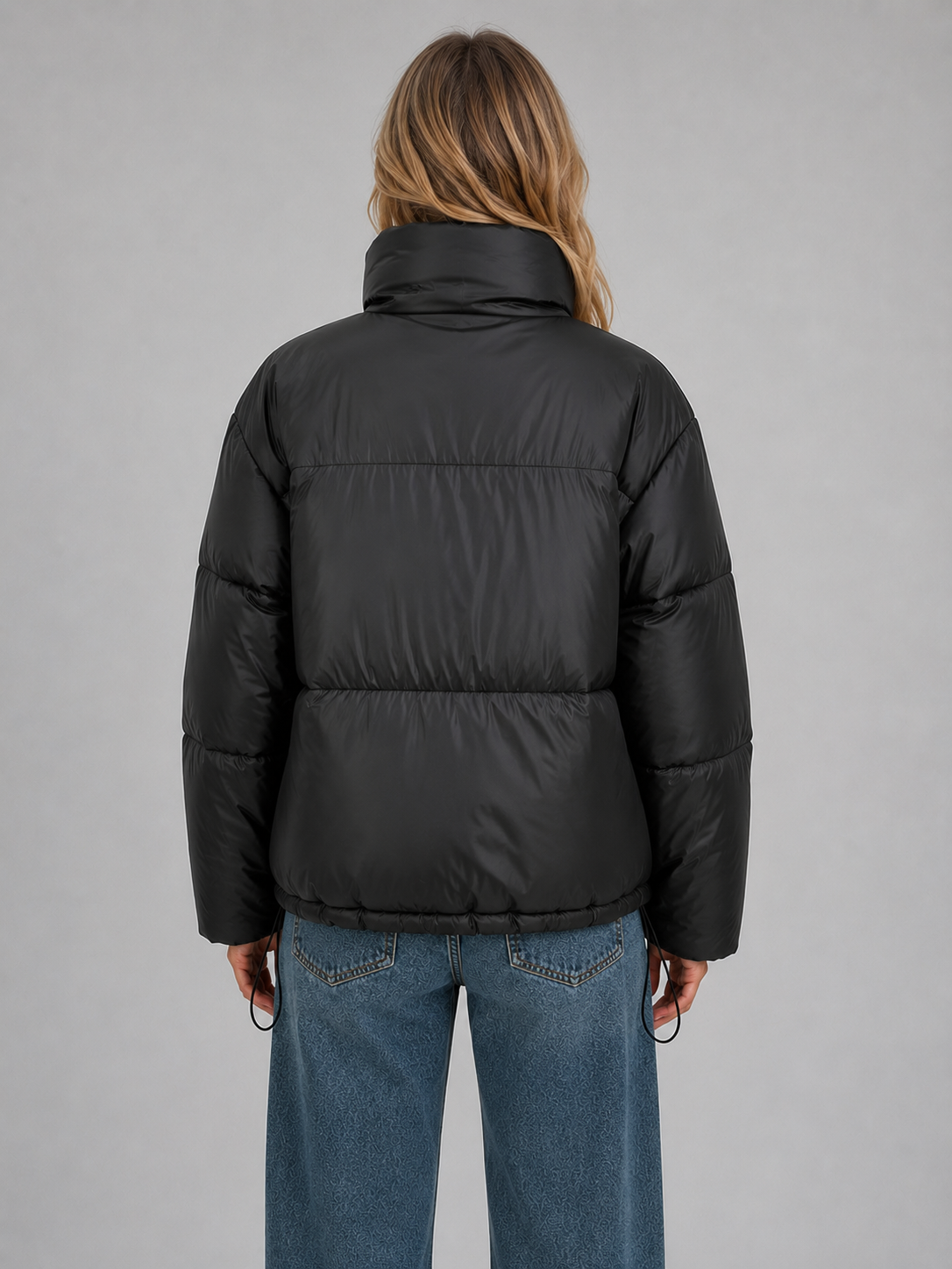 Cropped Puffer Jacket – High Neck Quilted Coat