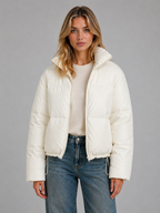 Cropped Puffer Jacket – High Neck Quilted Coat