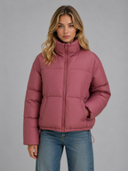 Cropped Puffer Jacket – High Neck Quilted Coat