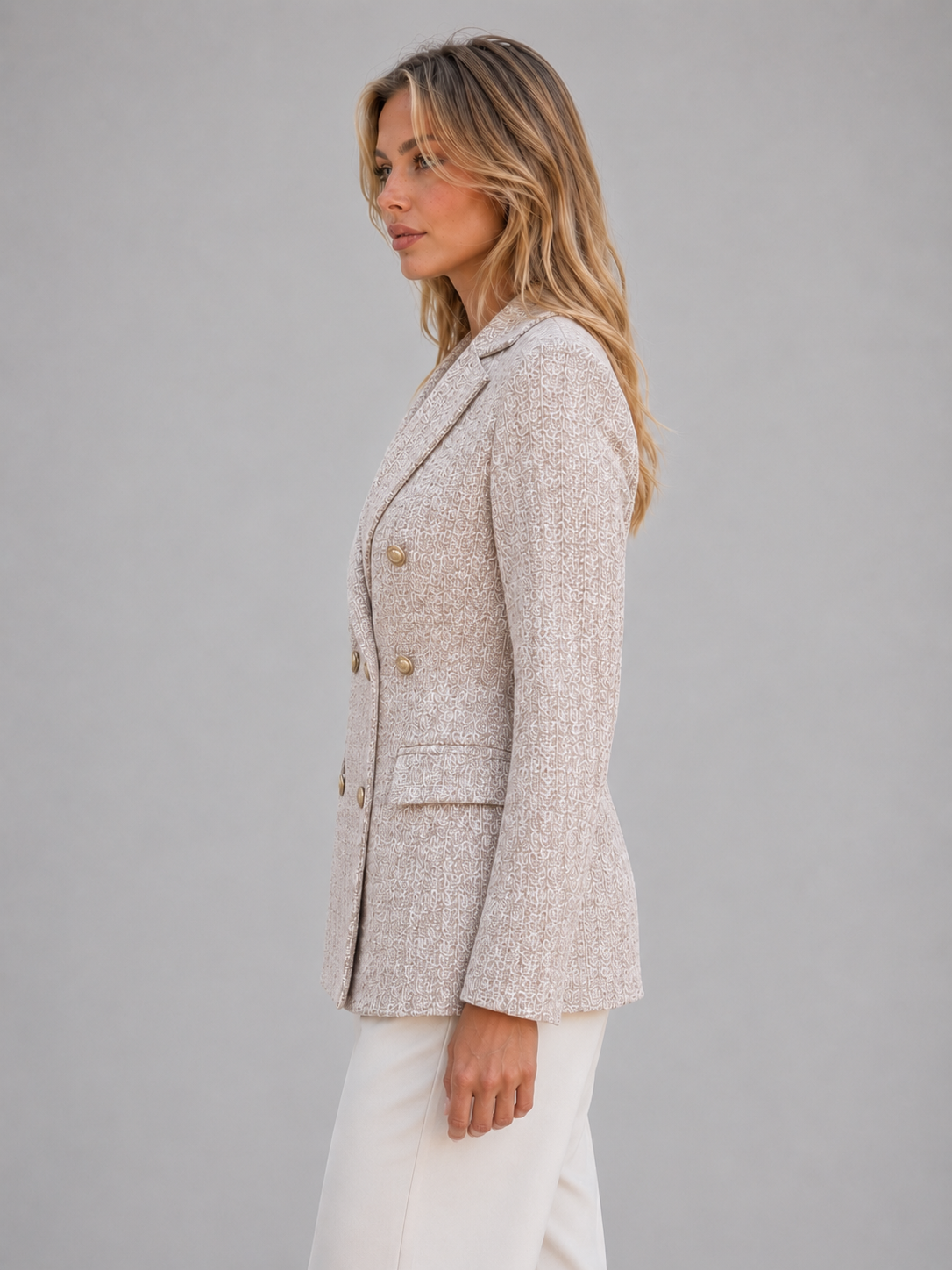 Double Breasted Tweed Blazer – Tailored Smart Jacket