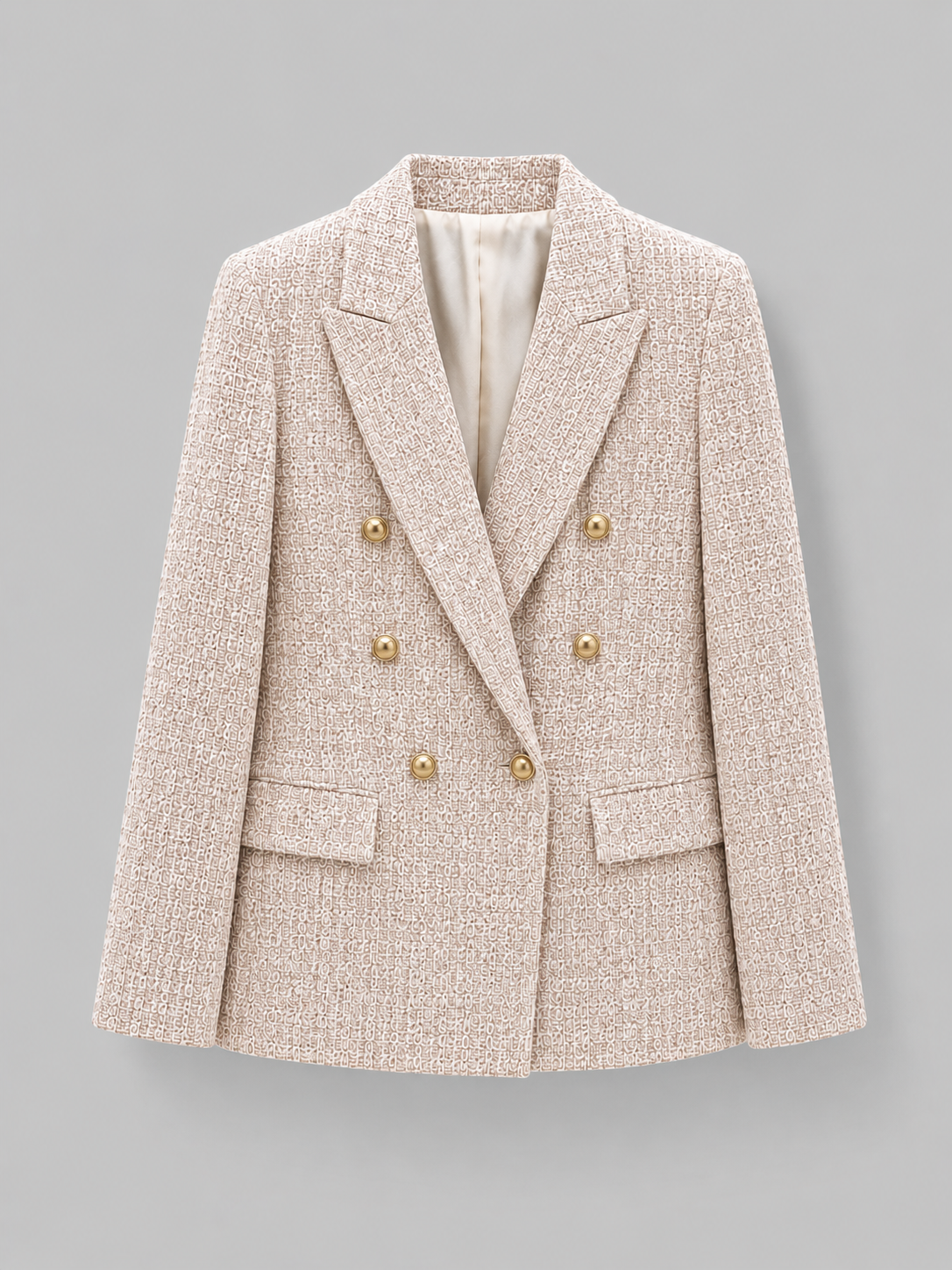 Double Breasted Tweed Blazer – Tailored Smart Jacket
