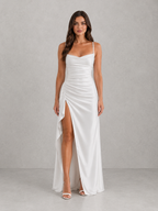 Draped Satin Maxi Dress
