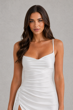 Draped Satin Maxi Dress