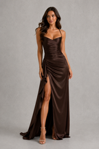 Draped Satin Maxi Dress