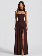 Draped Satin Maxi Dress