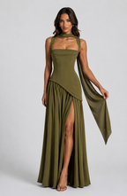 Draped Satin Maxi Dress
