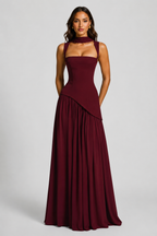 Draped Satin Maxi Dress