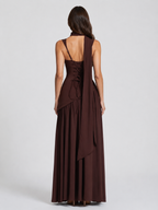 Draped Satin Maxi Dress