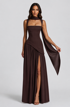 Draped Satin Maxi Dress