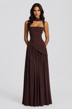 Draped Satin Maxi Dress