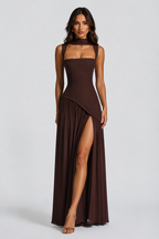 Draped Satin Maxi Dress