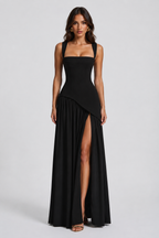 Draped Satin Maxi Dress