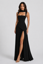 Draped Satin Maxi Dress