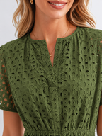 Eyelet A-Line Midi Dress