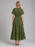 Eyelet A-Line Midi Dress