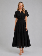 Eyelet A-Line Midi Dress