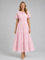 Eyelet A-Line Midi Dress