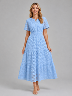 Eyelet A-Line Midi Dress