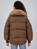 Faux Fur Collar Puffer Jacket – Padded Winter Coat