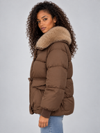 Faux Fur Collar Puffer Jacket – Padded Winter Coat