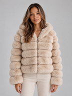 Faux Fur Hooded Jacket – Cropped Plush Winter Coat