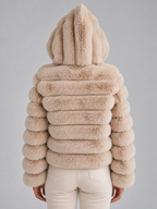 Faux Fur Hooded Jacket – Cropped Plush Winter Coat