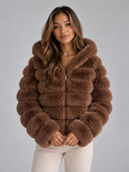 Faux Fur Hooded Jacket – Cropped Plush Winter Coat