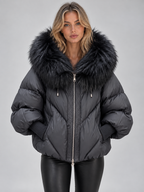 Faux Fur Hooded Puffer Jacket – Oversized Padded Winter Coat