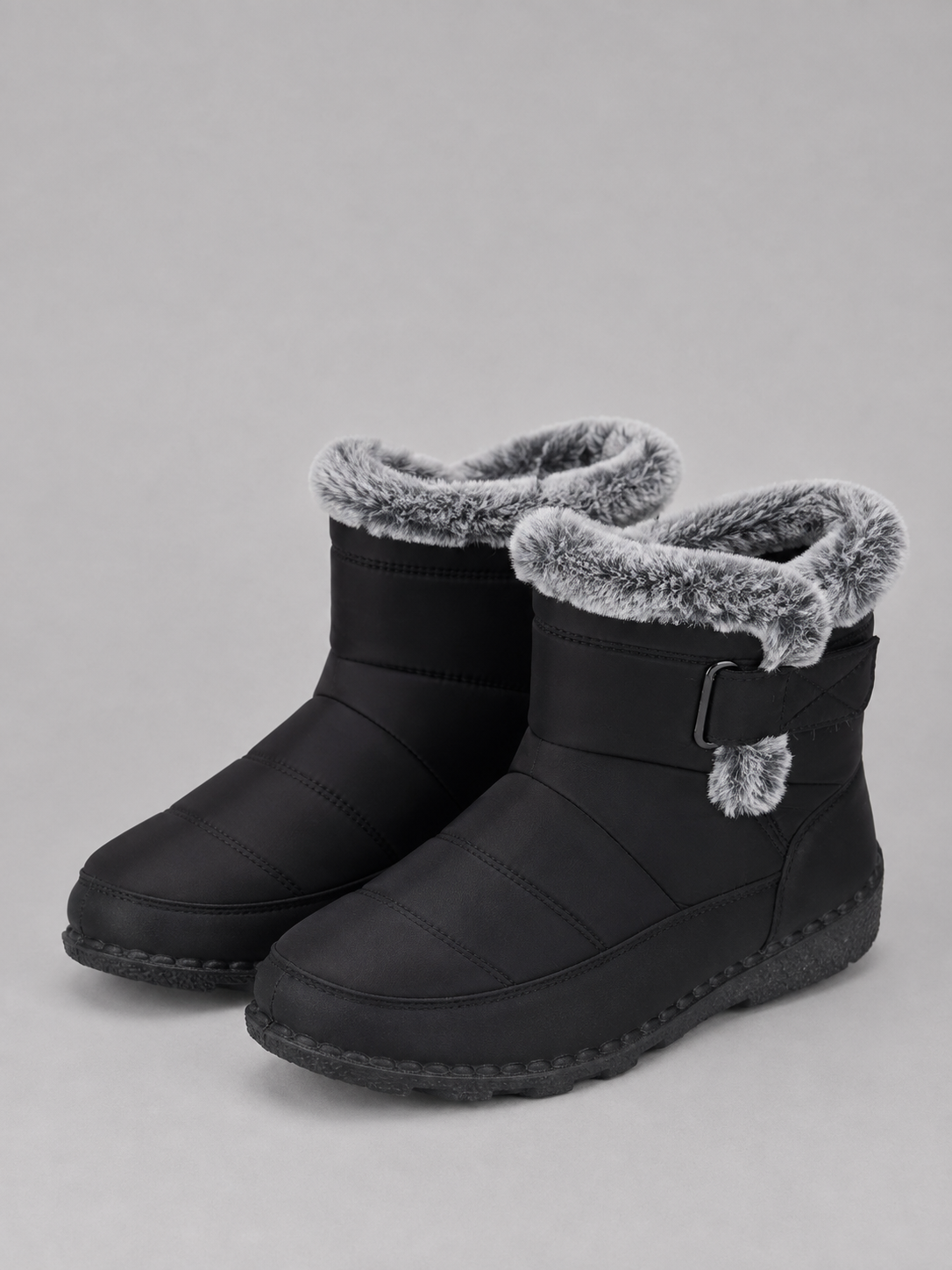 Faux Fur Lined Snow Boots – Warm Winter Ankle Boots