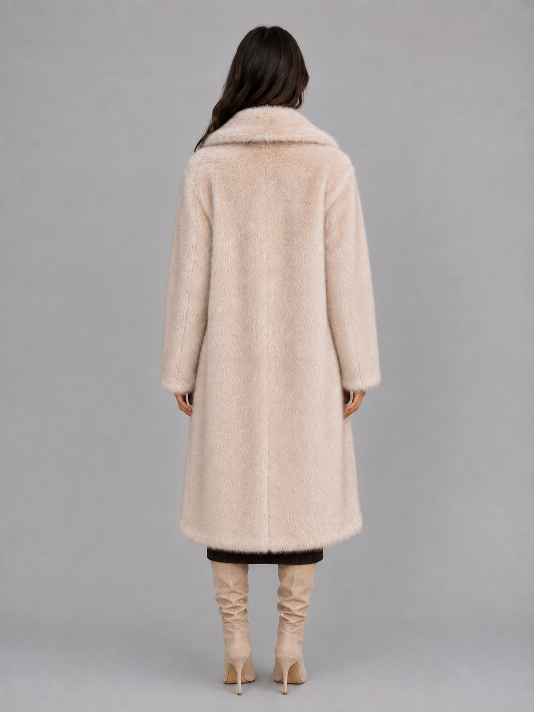 Faux Fur Long Coat – Oversized Plush Winter Jacket