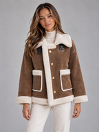 Faux Shearling Suede Look Jacket – Aviator Style Coat