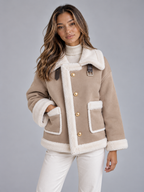 Faux Shearling Suede Look Jacket – Aviator Style Coat
