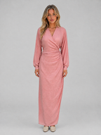 Flattering Wrap Maxi Dress – V-Neck Ruched Long Sleeve