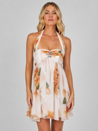 Floral Chiffon Halter Mini Dress