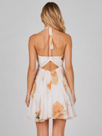 Floral Chiffon Halter Mini Dress