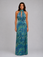 Floral Scarf Halter Maxi Dress