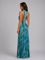 Floral Scarf Halter Maxi Dress