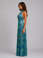 Floral Scarf Halter Maxi Dress