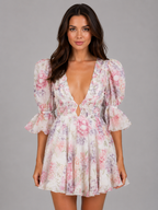 Floral Chiffon Mini Dress