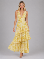 Floral Chiffon Ruffle Maxi Dress