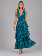 Floral Chiffon Ruffle Maxi Dress