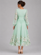 Floral Chiffon V-Neck Midi Dress