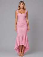 Ruched Lace Bodycon Midi Dress