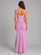Floral Asymmetrical Corset Maxi Dress