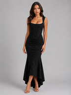 Floral Asymmetrical Corset Maxi Dress