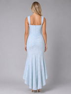 Ruched Lace Bodycon Midi Dress
