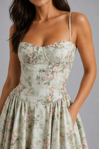 Floral Sweetheart Corset Midi Dress