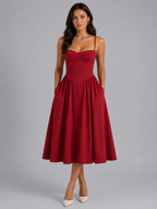 Floral Sweetheart Corset Midi Dress