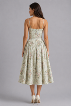 Floral Sweetheart Corset Midi Dress