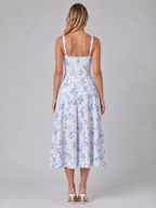 Floral Corset Sweetheart Midi Dress